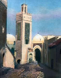 Pohjois-Marokko, Tetouan, Sidi Saidin moskeijan minareetti, kuvan päivämäärä: noin 1910. Carl Simonin arkisto