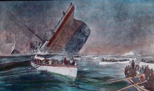 Titanicin neitsytmatka 1912 - Titanicin uppoaminen - pelastusveneet ja Titanicin katastrofista selvinneet, kuvituskuvaus