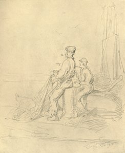 Am Strande, 1800-luvun puoliväli, loppu, n. 1924. tekijältä Carl Spitzweg