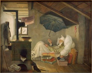 Der arme Runoilija tekijältä Carl Spitzweg