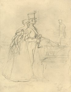 Die Begegnung, 1800-luvun puoliväli, loppu, n. 1924. tekijältä Carl Spitzweg