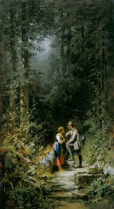 Jäger und Sennerin am Waldbrunnen tekijältä Carl Spitzweg