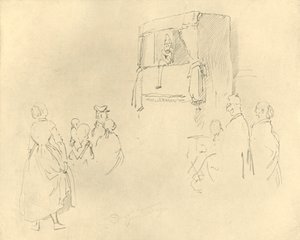 Kasperltheater I, 1800-luvun puoliväli, loppu, n. 1924. tekijältä Carl Spitzweg