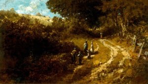 Kirchgang bei Dachau tekijältä Carl Spitzweg