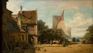 Ravintola järven rannalla tekijältä Carl Spitzweg