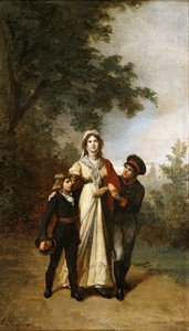 Kuningatar Luise poikiensa kanssa Luisenwahl Parkissa, n.1886. tekijältä Carl Steffeck