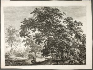 Kalastaja metsäisessä maisemassa tekijältä Carl Wilhelm Kolbe the elder