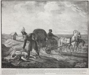 Keisari Aleksanteri I auttaa apua tarvitsevaa henkilöä, 1820. tekijältä Carl von Hampeln