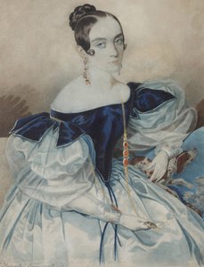 Muotokuva naisesta, jolla on lorgnette, 1830-luku.
