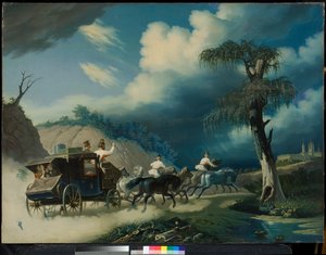 Troikka ukkosmyrskyn aikana, 1830-luku. tekijältä Carl von Hampeln