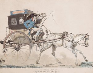 Cabriolet Coucou Saint-Cloudin tiellä (kaiverrus)