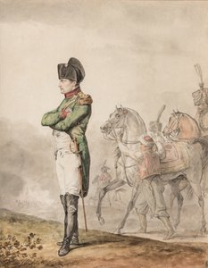 Keisari Napoleon Bonaparte I (1769-1821) Austerlitzissä (kynä ja akvarelli korostettu valkoisella) tekijältä Carle (attr. to) Vernet