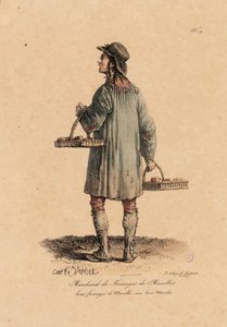 Marollesin juustokauppias Les cris de Parisista n. 1823-25 (litho) tekijältä Carle Vernet
