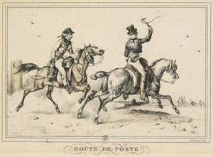 Arkielämän kohtauksia, teitä ja polkuja: Postireitti..., 1817. tekijältä Carle Vernet