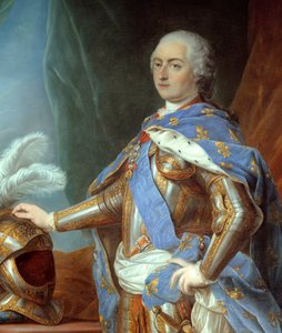 Yksityiskohta ""Muotokuva en pied de Louis XV"" (1710-1774). Carle Van Loon maalaus (1705-1765) tekijältä Carle van Loo