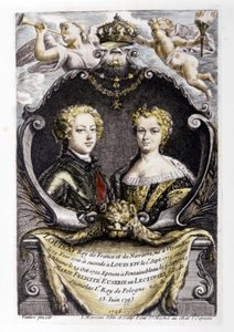 LOUIS XV ja LECSINSKA Marie: Ludvig XV (15-vuotias) ja Marie Lecsinska (22-vuotias).... tekijältä Carle van Loo