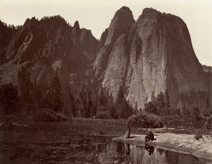Cathedral Rocks, Yosemite, n. 1872, painettu n. 1876. tekijältä Carleton E. Watkins.