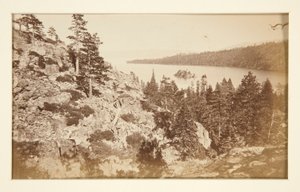 Quatre escenes de ferrocarril i quatre vistes del llac Tahoe: Emerald Bay, Lake Tahoe Finnish tekijältä Carleton E. Watkins
