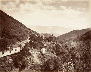 Hot Sulphur Springs, Santa Barbara, 1876, painettu n. 1876. tekijältä Carleton Emmons Watkins