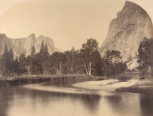 River View, Down the Valley, Cathedral Rock vasemmalla, 1861, Yosemite. tekijältä Carleton Emmons Watkins