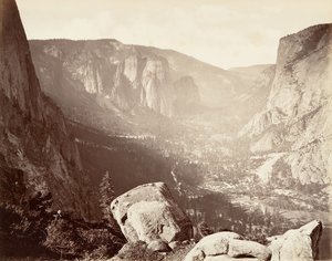Yosemiten laakso Union Pointista, n. 1872, painettu n. 1876. tekijältä Carleton Emmons Watkins