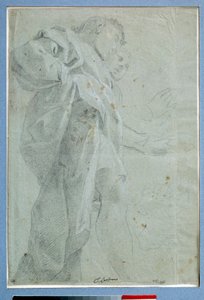 Kaksi miestä seisomassa verhot Piirustus musteella ja pesulla Carlo Bononi (1569-1632) Dim. 0,27 x 0,39 m Pariisi. Louvren taidemuseo