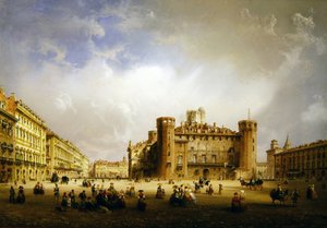 Piazza Castello, Torino, 1852 tekijältä Carlo Bossoli