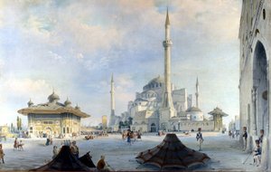 Konstantinopolin moskeija: Pyhä Sofia (Hagia Sophia). Carlo Bossolin maalaus