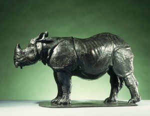 3-vuotias sarvikuono; Rhinoceros de 3 Ans, n. 1910 (pronssi ja musta ruskea patina)