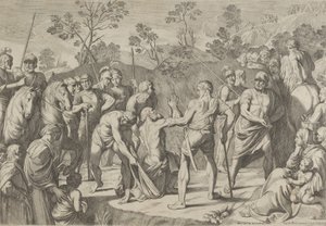 Pyhä Andreas polvistui rukouksessa, kun hänet johdetaan ristille Renin jälkeen, 1650-80. tekijältä Carlo Cesi
