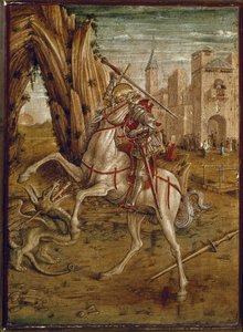 Saint George Killing the Dragon (Predelle of Pala Odoni) - Tempera puulla, vuoden 1490 jälkeen