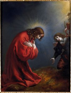 Kristus oliivipuutarhassa Carlo Dolcin (1616-1686) maalaus 1600-luvulta Genes, Musei di Strada Nuova (ex Palazzo Rosso)