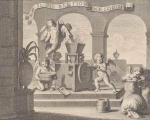 Hän kerää kauneimman kukan Il più bella fior groglie ne, kuuden puttityöntekijän..., 1740-59