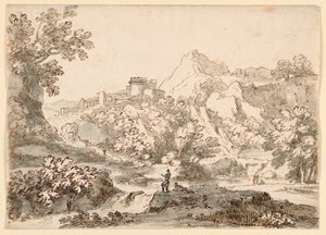 Piirustus, Maisema ja kaupunki, 1750-1770 tekijältä Carlo Marchionni