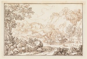 Piirustus, Maisema, 1770-86 tekijältä Carlo Marchionni