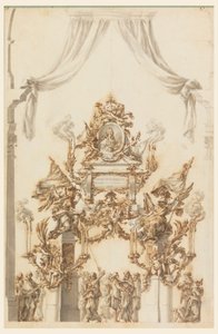 Piirustus, Katafalkin luonnos Kaarle Emanuel III:lle Sardiniasta, 1773. tekijältä Carlo Marchionni
