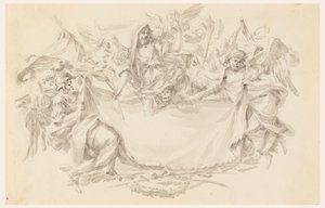 Piirustus, Suunnitelma kankaasta merkinnän paikaksi, 1750-86. tekijältä Carlo Marchionni