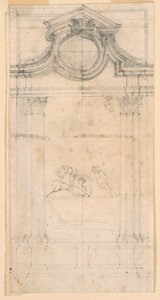 Piirustus, luostarin hautamuistomerkin luonnos, n. 1745. tekijältä Carlo Marchionni