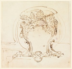 Piirustus, paavin kilpi, 1740-58 tekijältä Carlo Marchionni