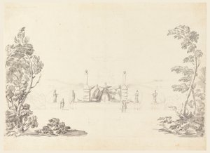 Piirustus, Luonnos suihkulähteestä puistossa, 1740 tekijältä Carlo Marchionni
