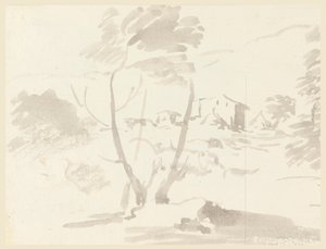 Piirustus, Luonnos puista maisemassa, 1760-1780 tekijältä Carlo Marchionni