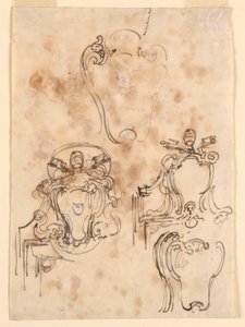 Piirustus, luonnoksia kehyksiä ja kaapistoja varten, 1758-69. tekijältä Carlo Marchionni