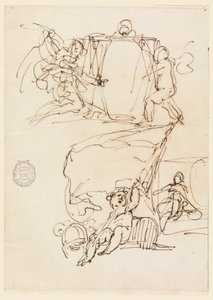 Piirustus, Kolme luonnosta, ennen 1775 tekijältä Carlo Marchionni