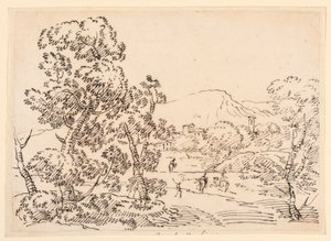 Piirustus, metsäinen maisema, 1750-1770 tekijältä Carlo Marchionni