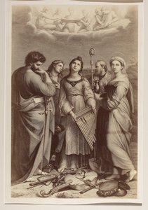 "Pyhän Cecilian ekstaasi", tuntemattoman taiteilijan kuparipiirros, joka perustuu Rafaelin (1483–1520) maalaukseen