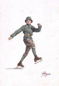Lone Man Skating (väri litho) tekijältä Carlo Pellegrini