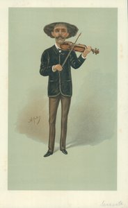Senor Pablo Martin Meliton Sarasate, 25. toukokuuta 1889, Vanity Fair -sarjakuva tekijältä Carlo Pellegrini