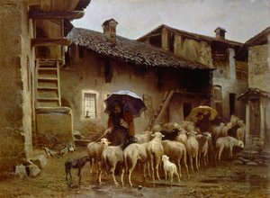 Paluu talliin, kirjoittanut Carlo Pittara (1836-1890)