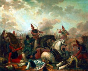 Combat de caballería en la época de Rosas