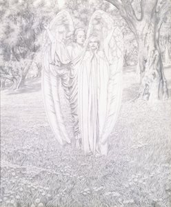Kaksi enkeliä, 1904 tekijältä Carlos Schwabe